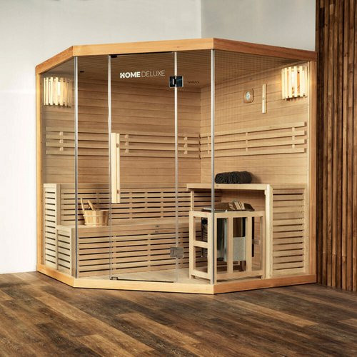 Home Deluxe Traditionelle Sauna SKYLINE BIG XL aus Fichtenholz in Beige mit 8 kW Saunaofen für 6 Personen, B/T/H: 200 x 200 x 210 cm - Bild 2