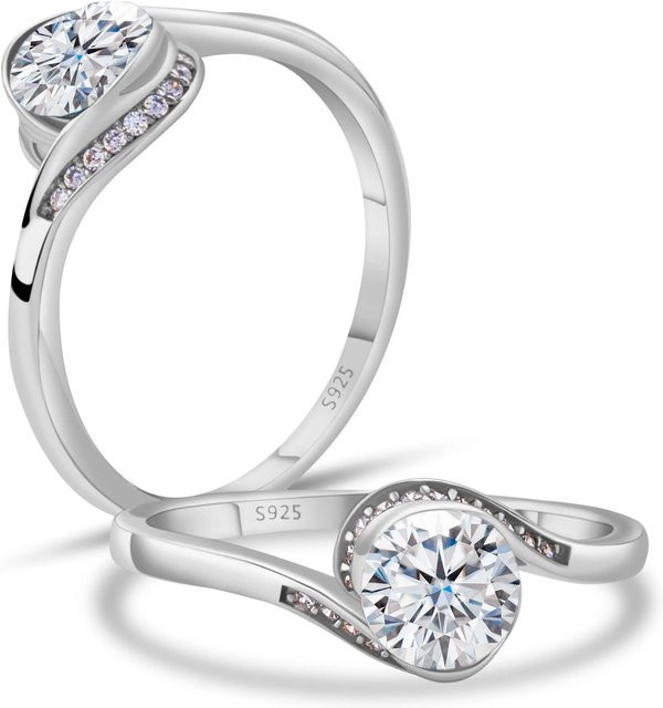 BIJOX STORY Verlobungsring, 925 Silber, Moissanit-Diamant, Damen - Bild 1
