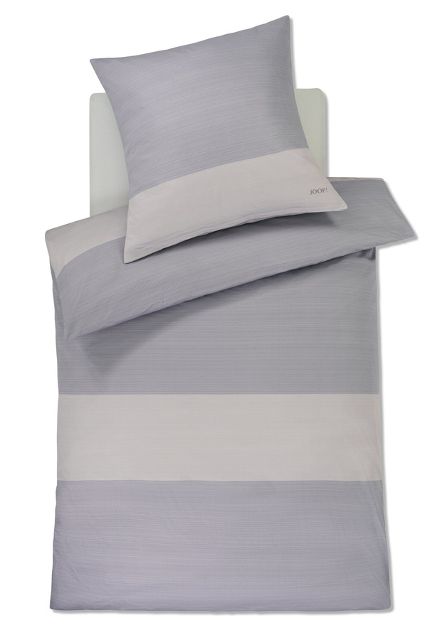 JOOP! Split 4118 Bettwäsche Set aus Mako-Satin in Beige, Blau und Grau gestreift, Breite: 135 cm, Länge: 200 cm, inklusive Kissen 40 x 80 cm - Bild 1