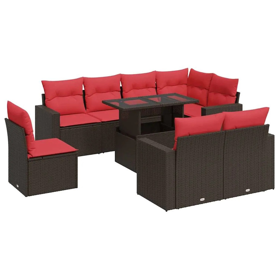 vidaXL 9-teilige Garten-Sofagarnitur aus Poly-Rattan und Akazie in Braun - Bild 2