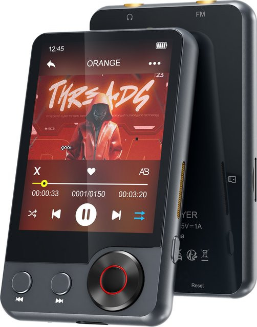 MECHEN Tragbarer MP3-Player mit Bluetooth, 2,4-Zoll-Touchscreen und HiFi-Lautsprecher, Schwarz - Bild 1