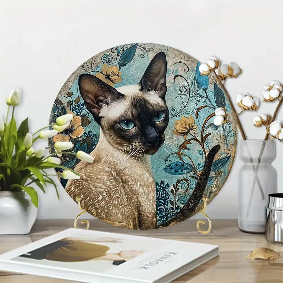 Rundes Metall-Aluminium-Schild von Potdemiel mit schwarzem Katzen-Motiv als Wanddekoration oder Desktop-Deko, Durchmesser: 20 cm - Bild 4