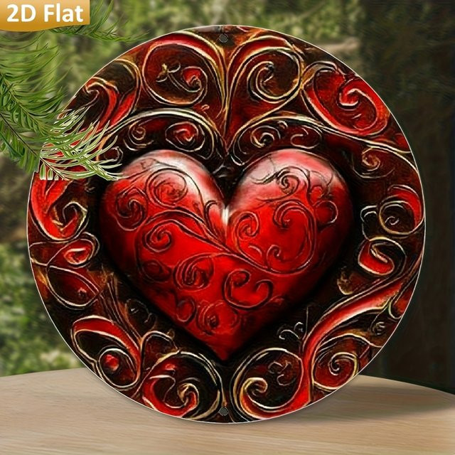 Vintage Herz-Wandkunst aus Metall von CIFBUY in Rotgold für Zuhause, Bar oder Café - Bild 1