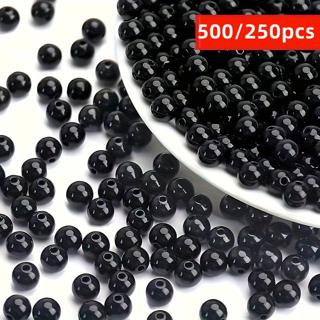 QYWCTZ Perlen, 8 mm, schwarz, DIY-Zubehör - Bild 1