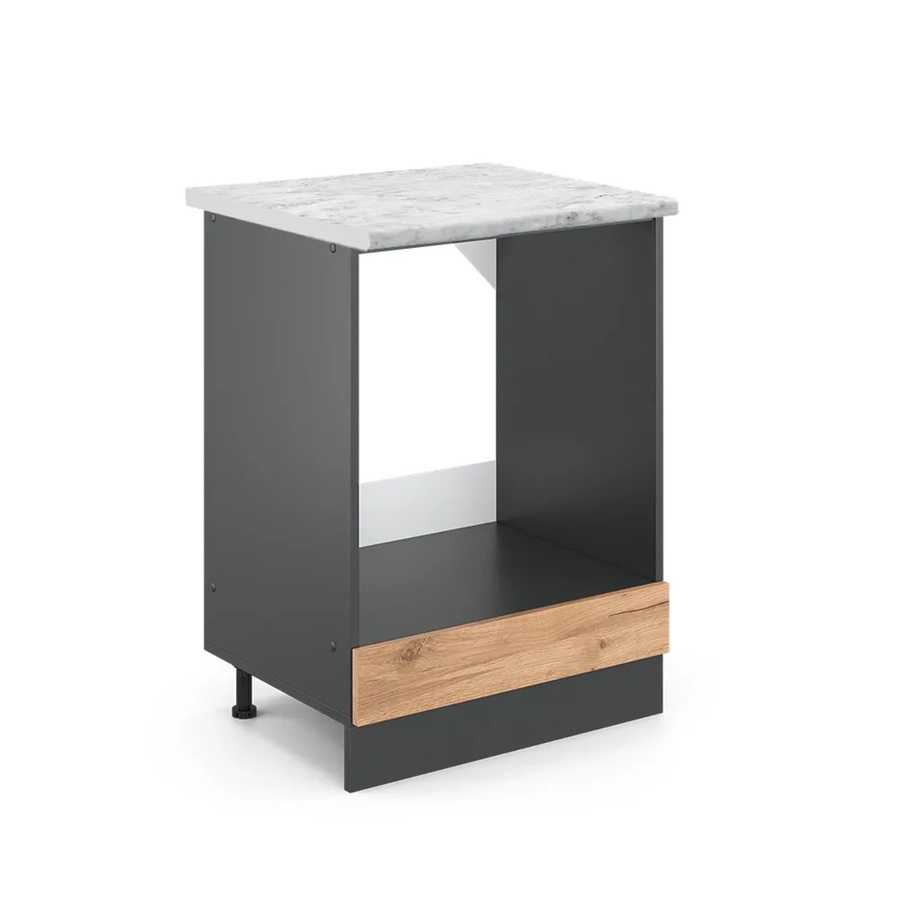 Vicco Herdbauschrank R-Line Goldkraft Eiche Anthrazit mit Marmor-Optik B/T/H: 60,0 x 46,0 x 81,6 cm - Bild 2