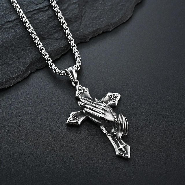 YULIN Anhänger Ankh Kruzifix, Edelstahl, Silber, Herren - Bild 1