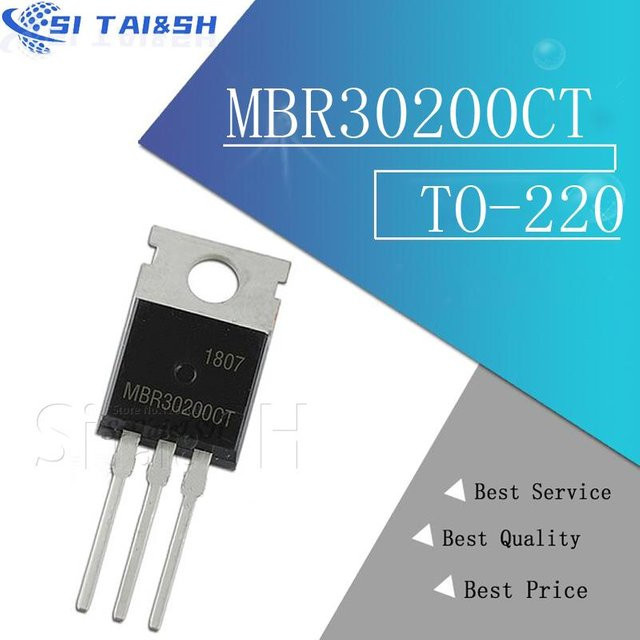 10 Stück MBR30200CT Schottky-Diode Si Tai&SH in Schwarz, TO-220 Gehäuse, 200V 30A - Bild 1