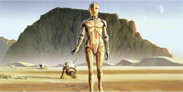 Komar Fototapete Vlies Star Wars Classic Droids Multicolor B: 500 cm, H: 250 cm - Bild 1