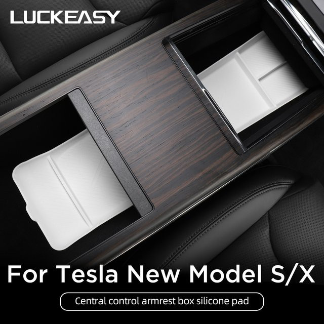 LUCKEASY Kabelloses Ladepad für Tesla Model S und Model X 2024-2026 als Aufbewahrungspad für die Mittelkonsole und Armlehnenbox - Bild 1