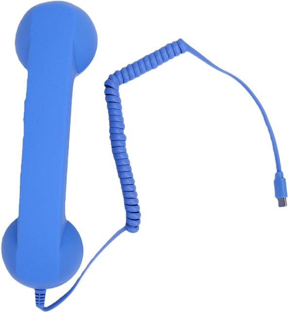 Binchi Retro-Telefonhörer Typ C im Vintage-Design mit Lautsprecher und Mikrofon, Blau, USB-C Anschluss - Bild 1