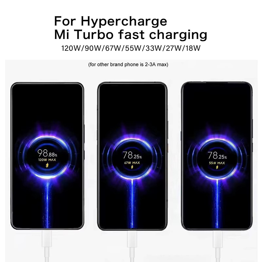 Xiaomi Typ-C Hypercharge Ladekabel 120W in Weiß für Xiaomi MIX Flip, Redmi Note und POCO F-Serie - Bild 3