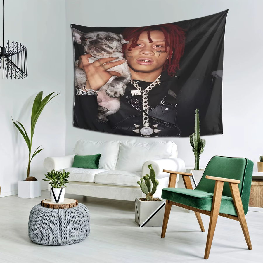 VIKAMA Wandteppich Trippie Redd Dog-Hugging Streetwear Design, Mehrfarbig, Breite: 60 cm, Höhe: 40 cm - Bild 3