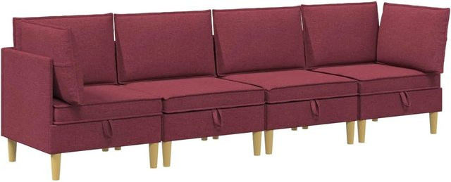 vidaXL Wohnzimmergarnitur in U-Form aus Stoff in Weinrot mit Ecksofas, Mittelsofas und Kissen - Bild 1