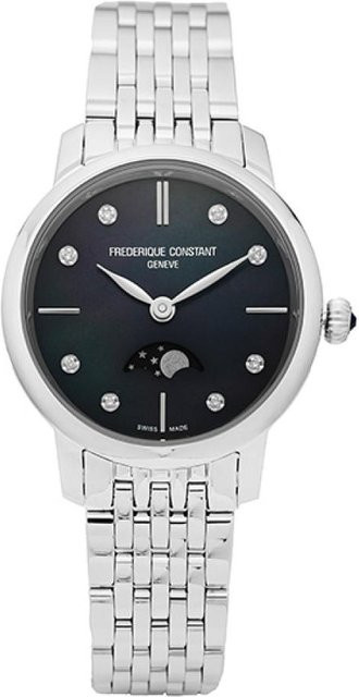 Frederic Constant Armbanduhr, Diamant, Mondphase, Edelstahl, Schwarz, Damen - Bild 1