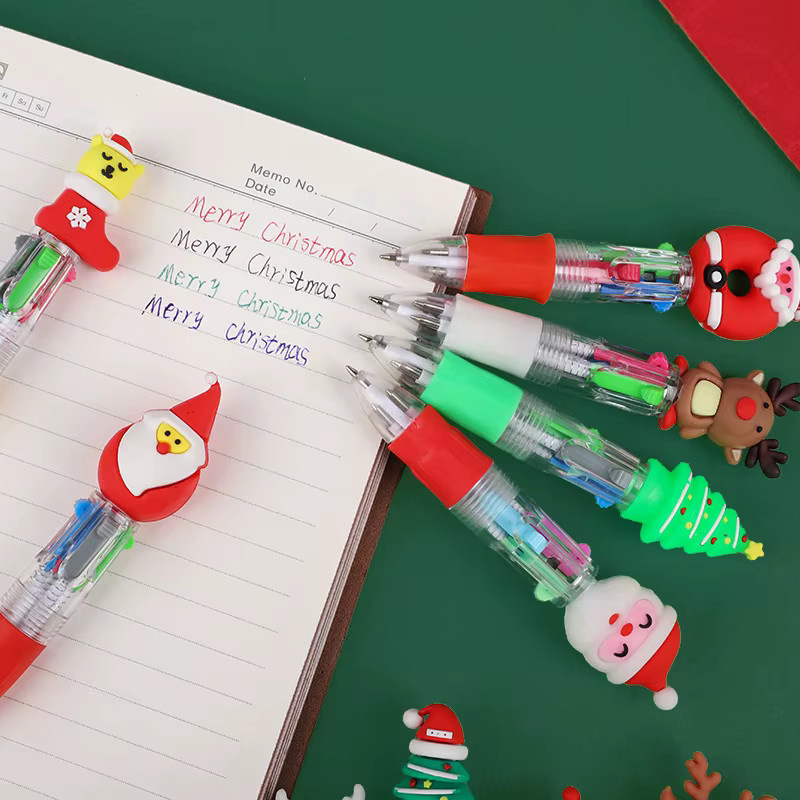 Cartoon Weihnachten Kugelschreiber Set für Kinder in 4 Farben als Geschenk für Geburtstag oder Neujahr - Bild 3
