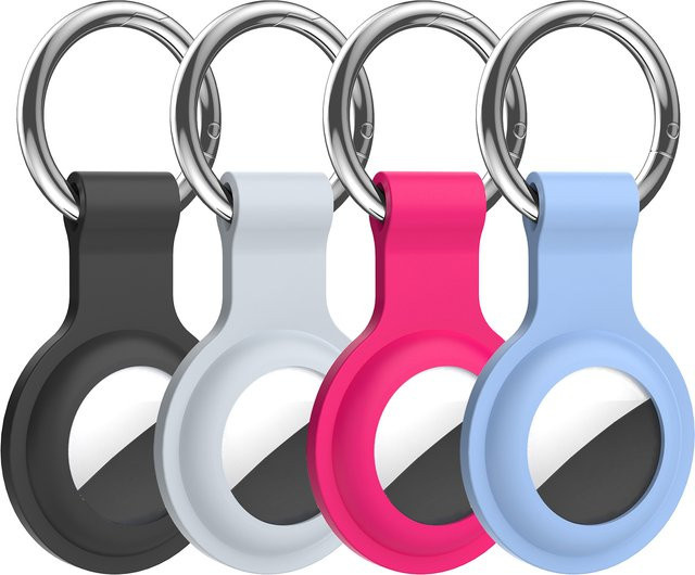 Apple AirTag Silikon Schlüsselanhänger Case mit Kette in Grün - Bild 1