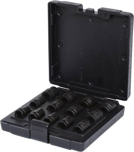 KS Tools 1/2 Zoll 12-kant-Kraft-Stecknuss-Satz, kurz, 13-teilig, Chrome-Molybdän-Stahl, Schwarz - Bild 1