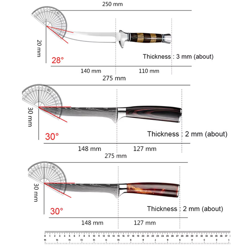 InLeung Sashimi Messer aus Edelstahl mit Holzgriff und Schutzhülle, Silber - Bild 4