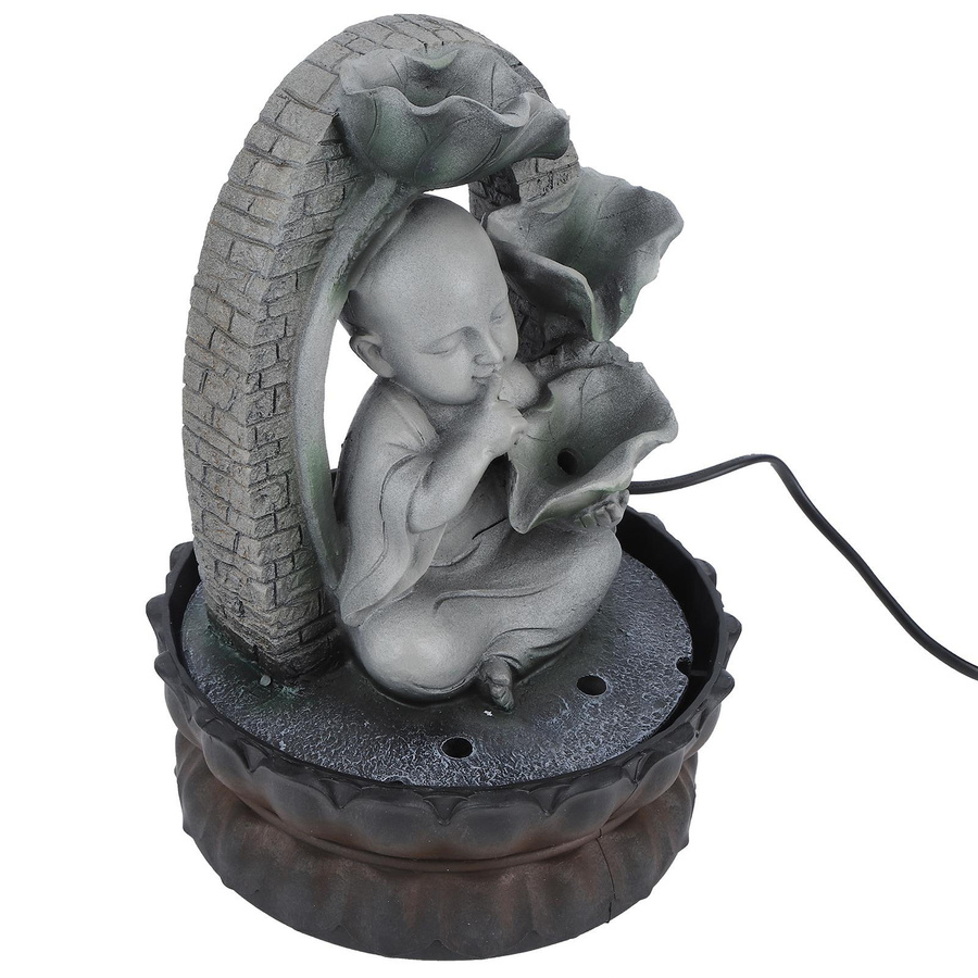 Aimo Buddha Tischbrunnen aus Harz mit LED-Beleuchtung in Grau - Bild 2