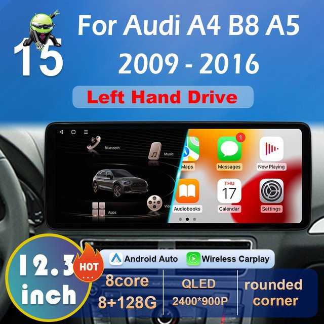 LIARO-NAVI Multimedia Autoradio mit Wireless CarPlay für Audi A4 B8 und A5, Schwarz - Bild 1