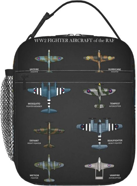 Isolierte Lunchtasche WW2 Jagdflugzeuge der RAF von Fancy Style Studio in Schwarz - Bild 1