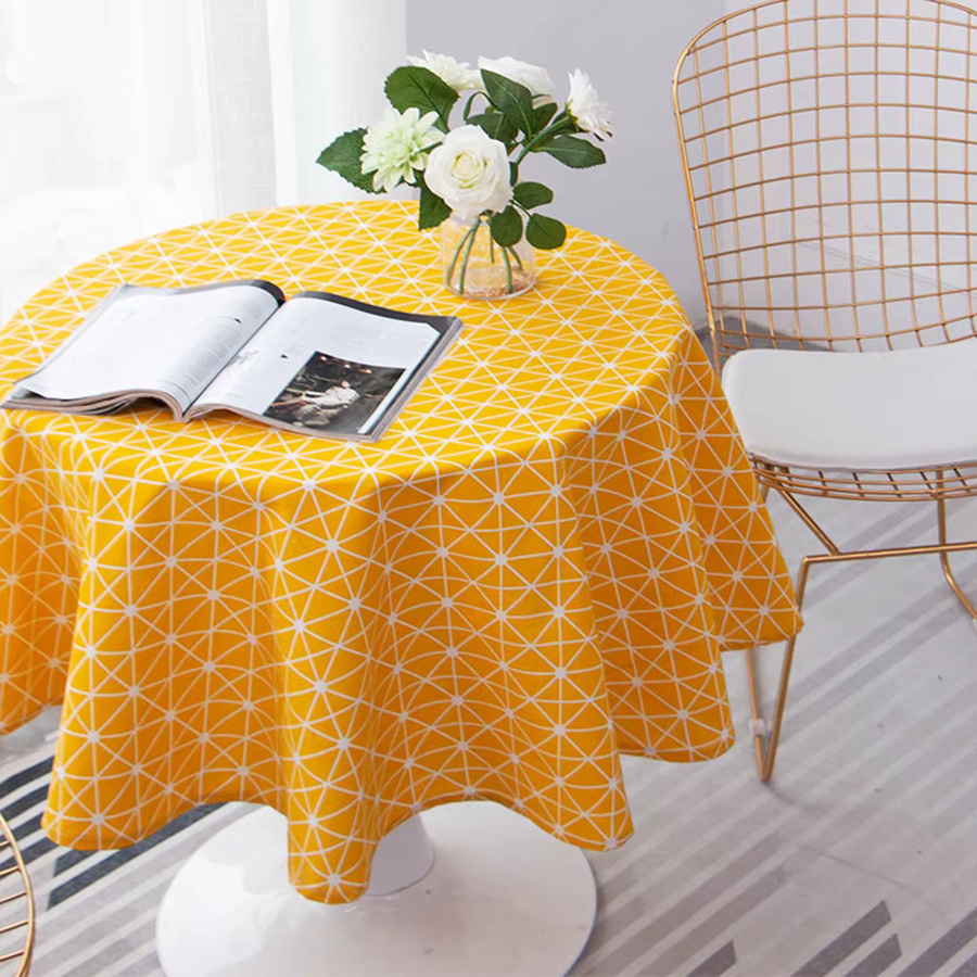 Willstar Tischdecke aus Baumwollleinen in Nordischem Design, runde Esstischunterlage, waschbar - Bild 1