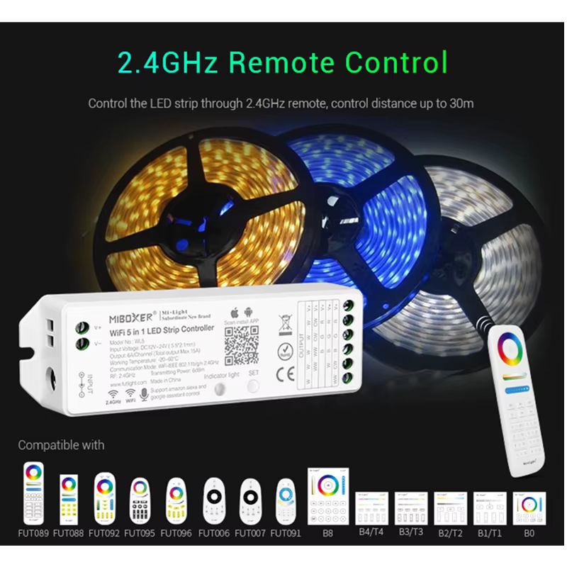 Miboxer WL5 5 in 1 WiFi LED Controller für RGB, RGBW, CCT und einfarbige LED Streifen mit Tuya und Sprachsteuerung - Bild 2