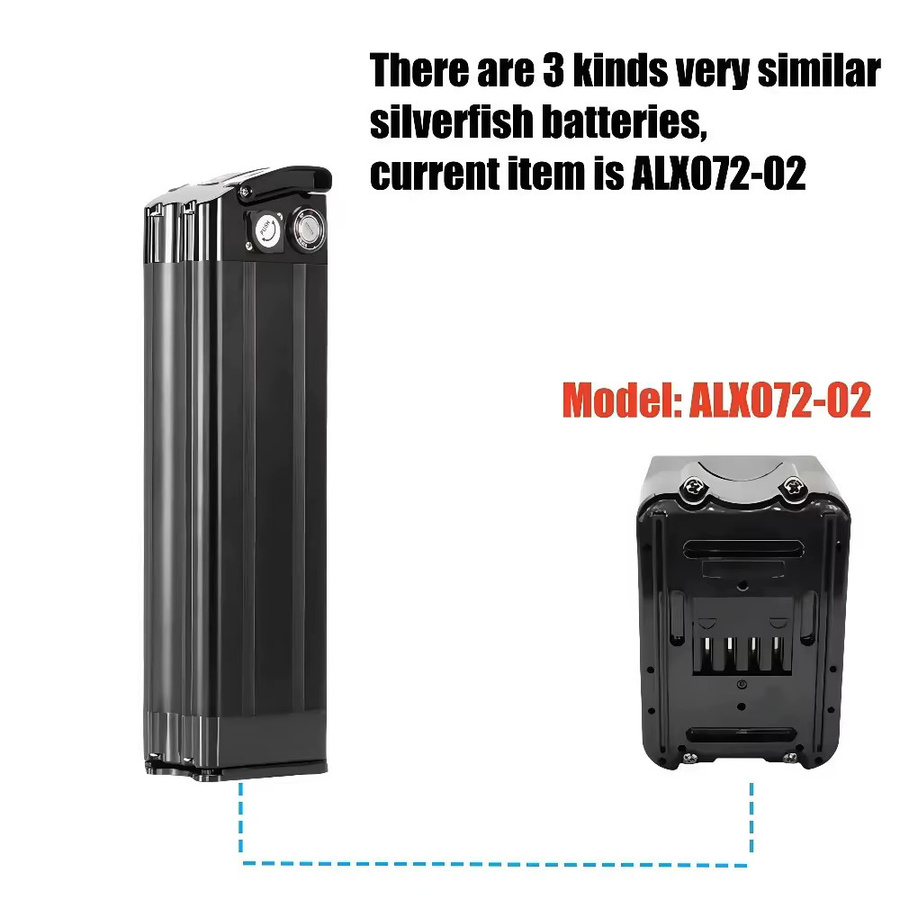 Aleaivy Silverfish Li-Ionen-Akku 36V/48V 20Ah in Schwarz mit integriertem BMS, kompatibel mit 250W–1000W Bafang-Motoren für Falt-E-Bikes - Bild 3