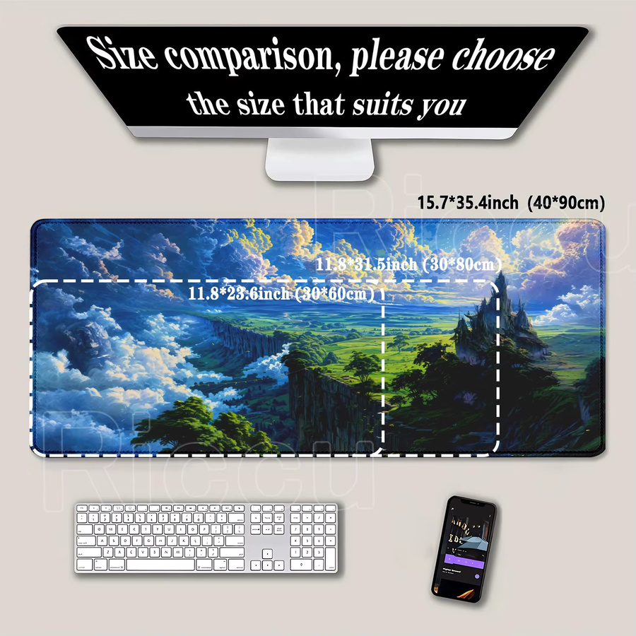 Riccu XXL-Mauspad Landschaft Gummiwald Schreibtischunterlage Multicolor B/T: 900 x 400 mm - Bild 2