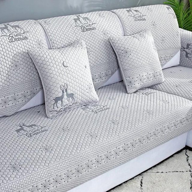 Doppelseitige Sofamatte aus reiner Baumwolle von Your Warm Home in Grau, B/H: 70 x 210 cm - Bild 1