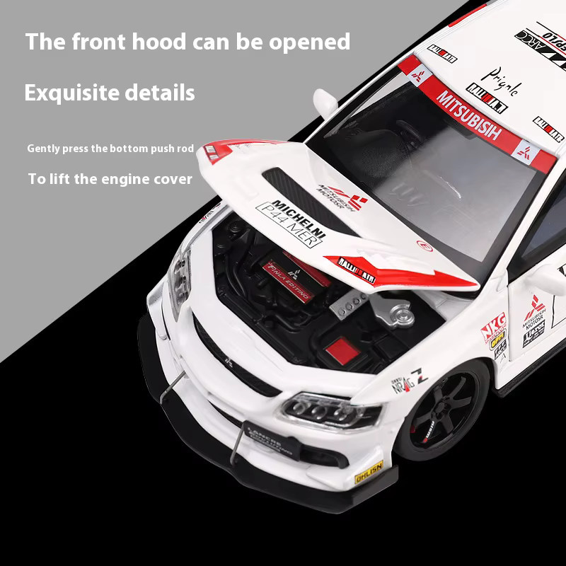 Mitsubishi EVO Automodell, 1:32, Metalldruckguss, mit Sound und Licht - Bild 3