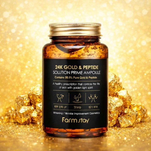 FARMSTAY 24K Gold & Peptid Lösung Prime Ampulle Serum, 250 ml, Unisex - Bild 1