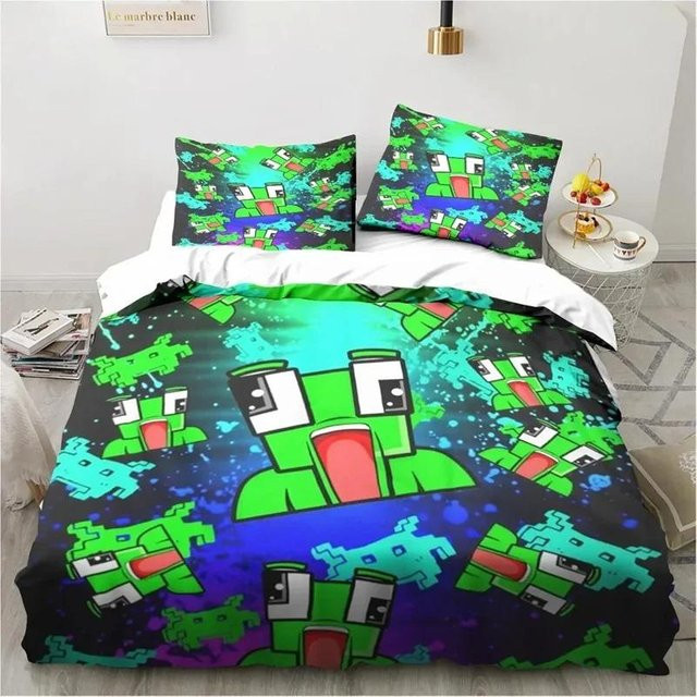 Bettwäsche-Set mit Cartoon-Tier-Motiv, weiche Mikrofaser-Bettwäsche inklusive Bettbezug und Kissenbezug, Mehrfarbig, B/T: 200 x 200 cm - Bild 1