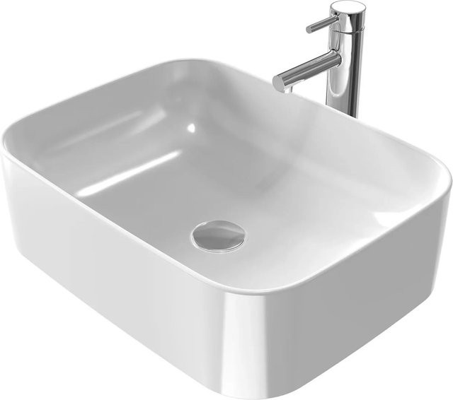 Emke Aufsatzwaschbecken aus Keramik in Weiß, B/T/H: 50,5 x 15 x 18 cm - Bild 1