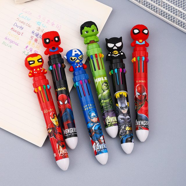 Marvel Mehrfarbiger Zehn-Farben-Kugelschreiber mit Superhelden-Motiv aus PVC für Studenten und Schule - Bild 1