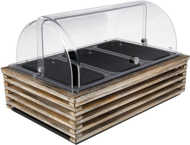VEGA Buffetvitrine Natchez hoch in Vintage Weiß/Transparent mit 3x GN 1/3 und GN 1/1, B: 57,5 cm, T: 37 cm, H: 27,7 cm - Bild 1