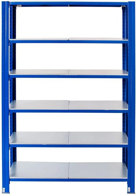 AR Shelving T Profile Steckregal Blau & Verzinkt mit 6 Böden, B/H/T: 120 x 250 x 30 cm - Bild 1