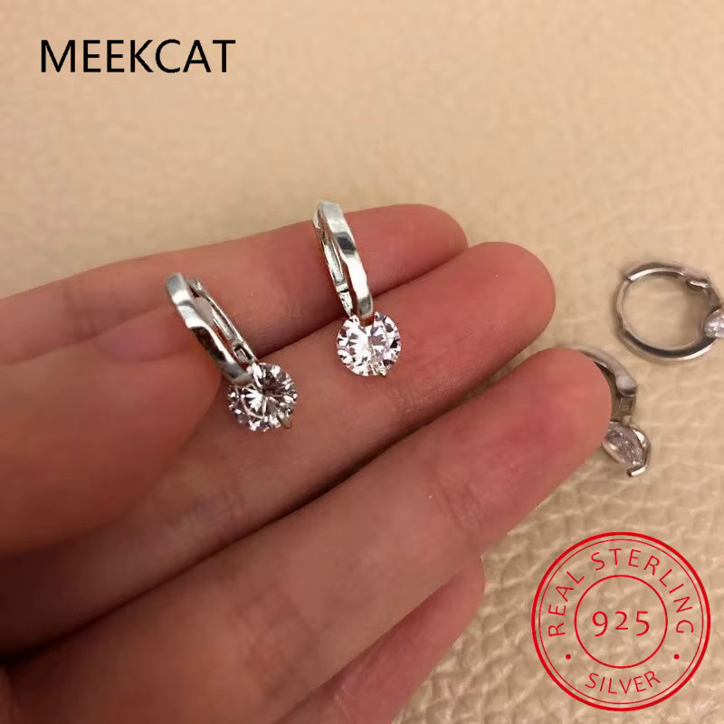 MEEKCAT Creolen Silber, Moissanit, 6,5 mm, Damen - Bild 1
