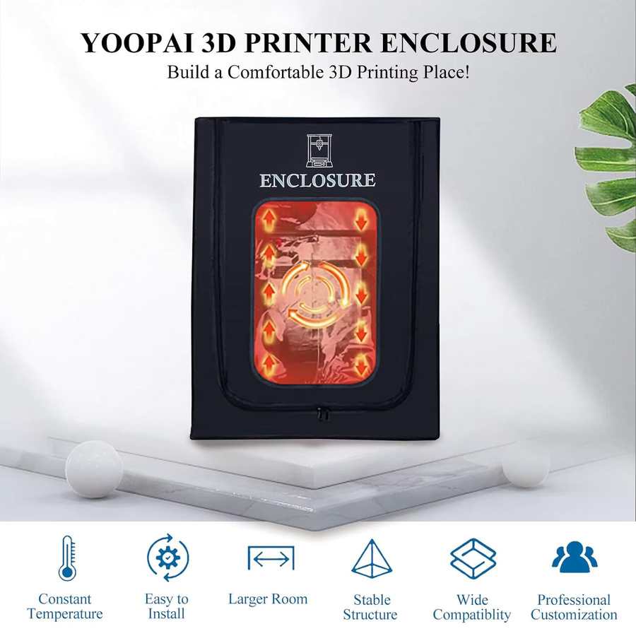 YOOPAI Creality Ender Gehäuse für Ender 3 V3 SE/KE/Ender 3/3 Pro 3D-Drucker, feuerfest und staubdicht, Farbe: Schwarz, H x B x T: 75,2 x 65 x 74,9 cm - Bild 3