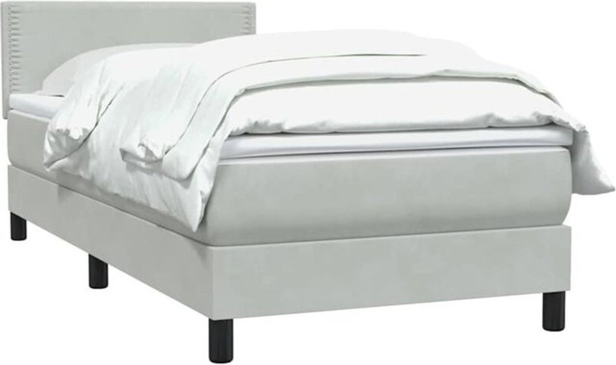 vidaxl Boxspringbett mit Matratze in Grau aus Samt, B/T/H: 80 x 210 x 78 cm - Bild 1