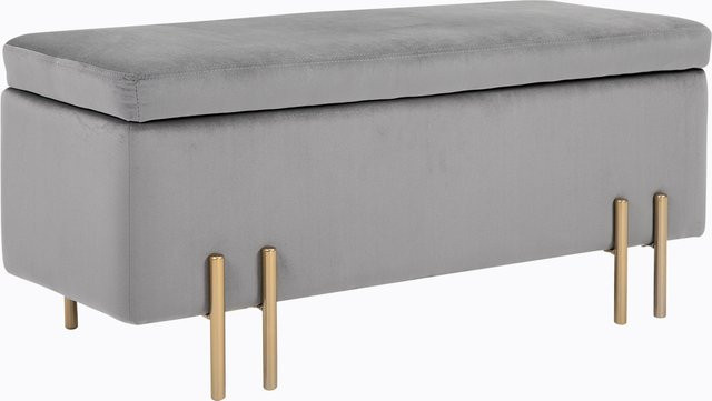 HOMCOM Polsterbank mit Stauraum als Truhenbank in Hellgrau aus Stoff und Metall, B/T/H: 100 x 40 x 42 cm - Bild 1