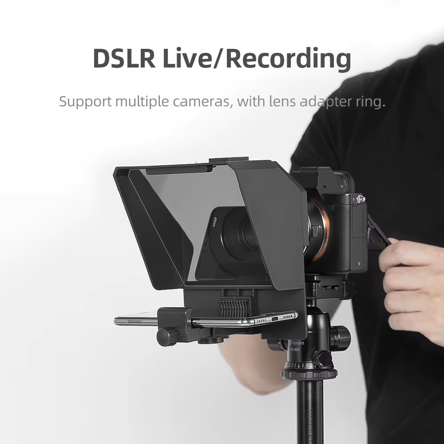 Pronstoor Mini Teleprompter für Smartphone und DSLR Kamera mit Fernbedienung, Schwarz - Bild 6