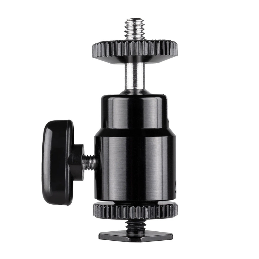 Walimex Pro Mini Kugelkopf mit 1/4 Zoll Gewinde und Blitzschuh in Schwarz für dein Kamera Equipment - Bild 2