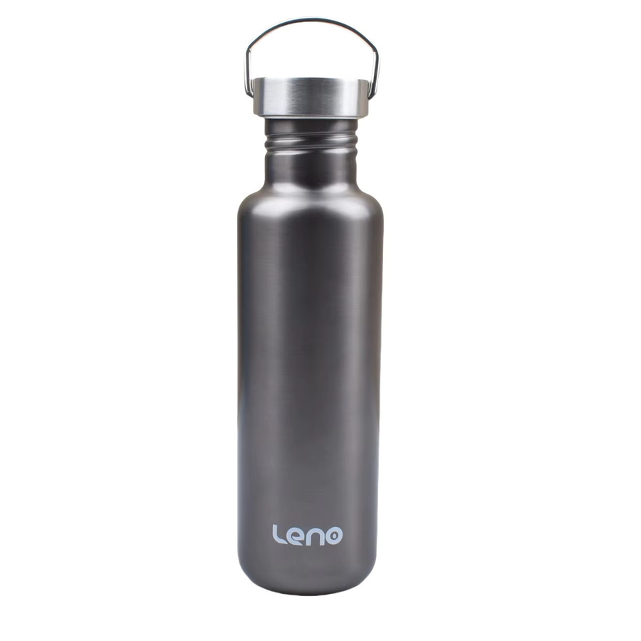 Leno Edelstahl-Wasserflasche in Grau mit Schraubverschluss, 600 ml oder 800 ml Fassungsvermögen - Bild 3