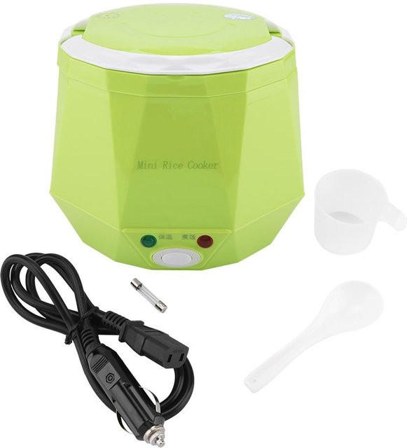 Tooarts Elektrischer tragbarer multifunktionaler Reiskocher und Dampfgarer für das Auto, 100W, 1,3 l, Grün - Bild 1