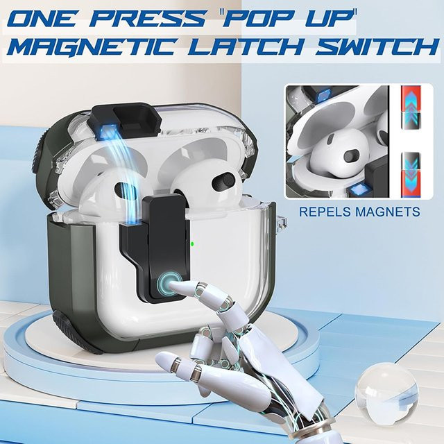 ZEKS TPU Secure Lock Clip Kopfhörerhülle für AirPods Pro 2, Pro 3 und AirPods 4 2024 in Grün - Bild 1