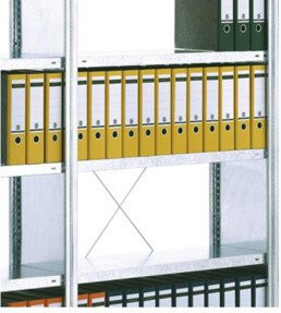 Regalwerk Standard Stahlfachboden aus Stahl in Lichtgrau RAL 7035 mit 4 Fachbodenträgern, Fachlast 150 kg, Breite: 100 cm, Tiefe: 30 cm - Bild 1