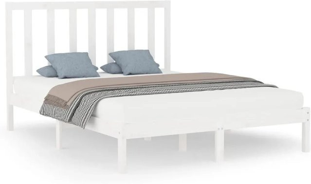 vidaXL Massivholzbett aus Kiefernholz in Weiß mit rustikaler Optik B/T/H: 160 x 200 x 100 cm - Bild 1