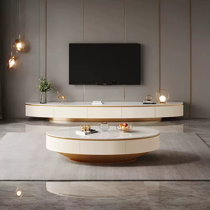 Moderner Designer-TV-Schrank von ANGDUO in Weiß mit glänzender Oberfläche für Wohnzimmer und Flur - Bild 3