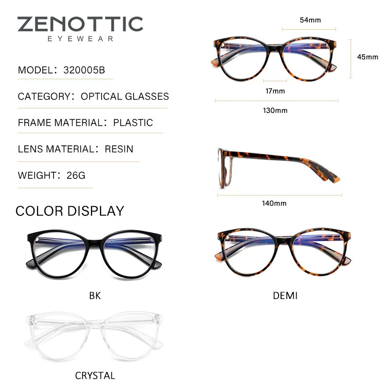 ZENOTTIC Cat Eye Computer Gaming Brille, Vollrand, Braun, Damen - Bild 2